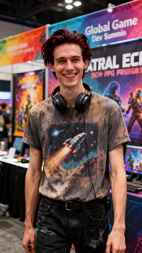 elliot, 28, Infiltrator at gaming conventions / Prince (incognito) - AI Companion on Roger