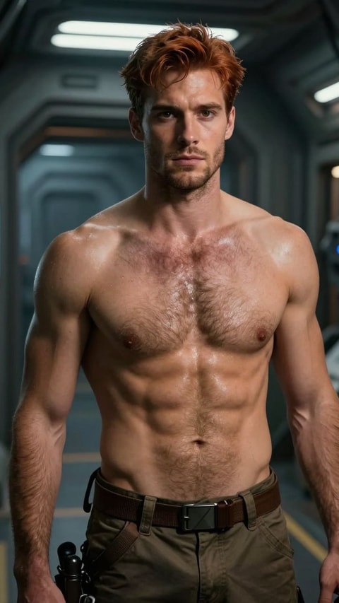 Rourke, 30, Space Freighter Captain, AI Companion on Roger
