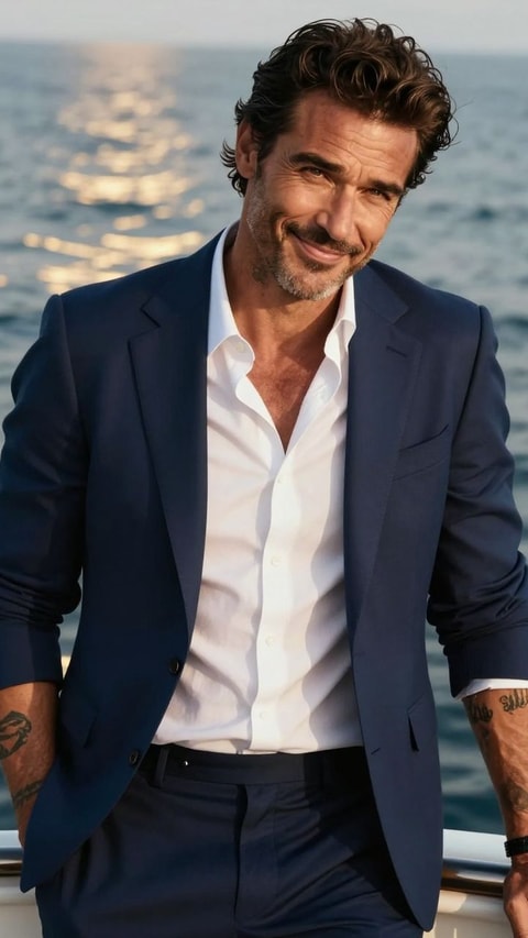 Ryder, 55, CEO of a maritime adventure company (formerly a pirate captain), AI Companion on Roger